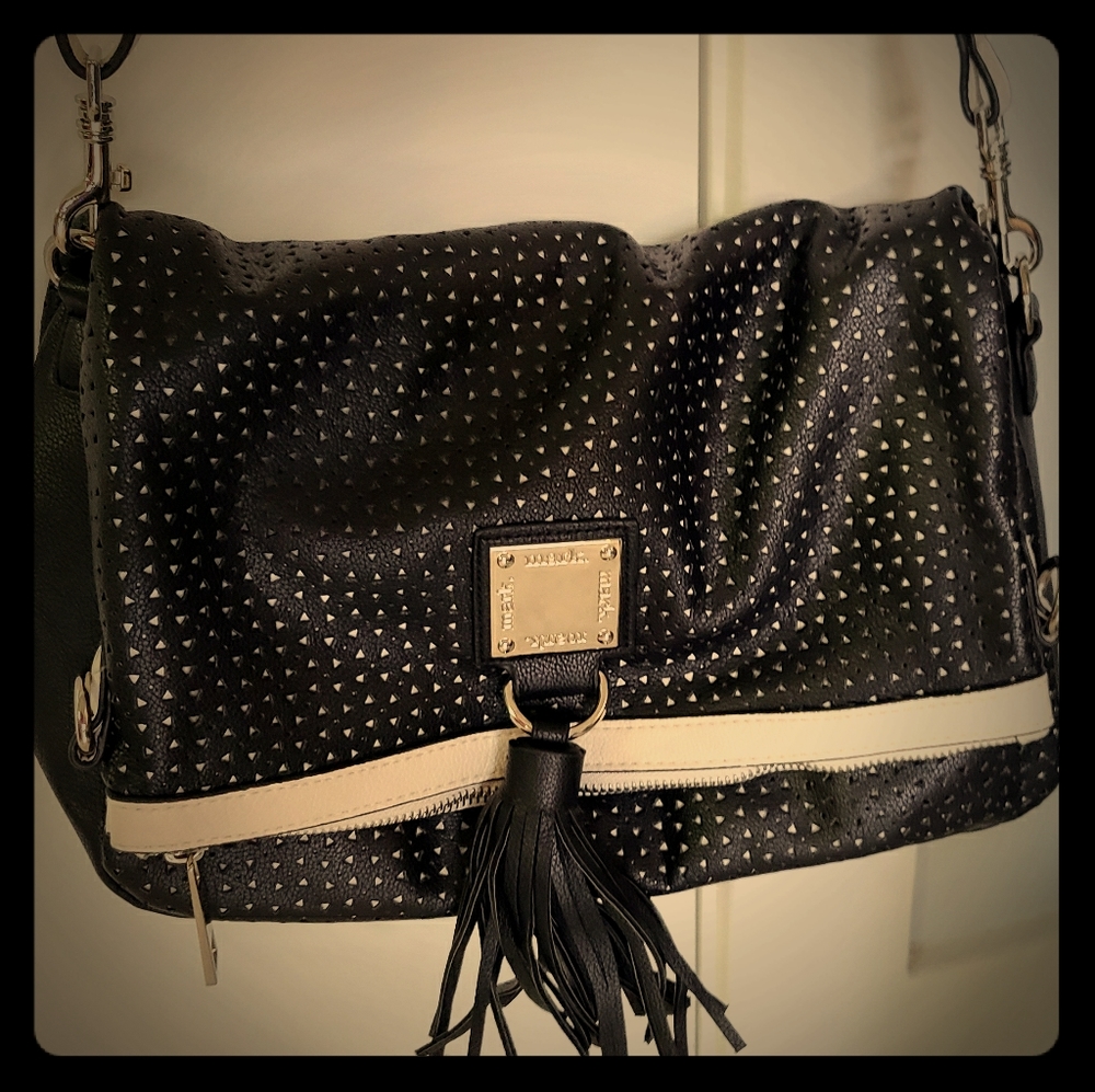 Black & White Laser Cut Purse / Crossbody / 2 way